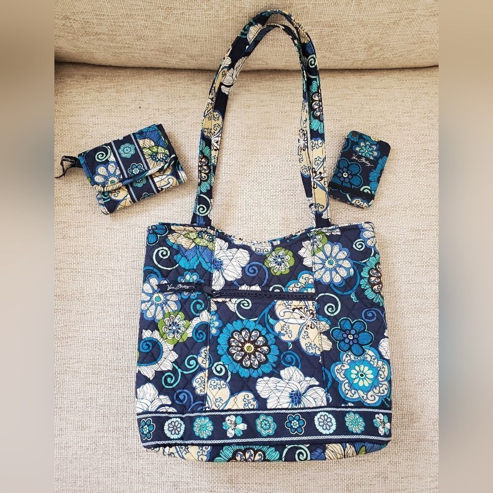 Vera Bradley Vintage Blue Floral Tote Bag & More